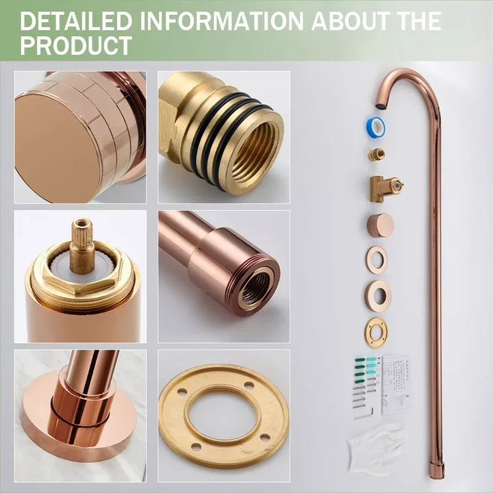 Floor Standing Bathtub Faucet Brass Body Hot Cold Mixer with Handle Rose Gold Independent Faucet Chrome Grey Black