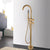 KEMAIDI Brushed Gold Floor Mounted Bathtub Filler Shower Set Roman Tub Faucet Floor Stand Shower Systerm Round Bath Mixer Tap