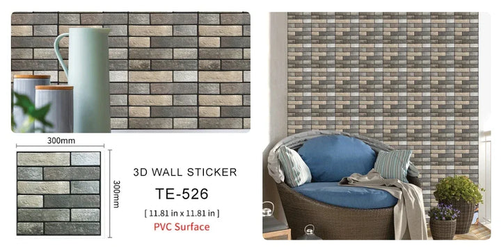 10/20PCS Imitation Brick Tile cobblestone Wall Stickers Water and Oil Proof for Kitchen Restaurant Tea room Relaxation area etc.