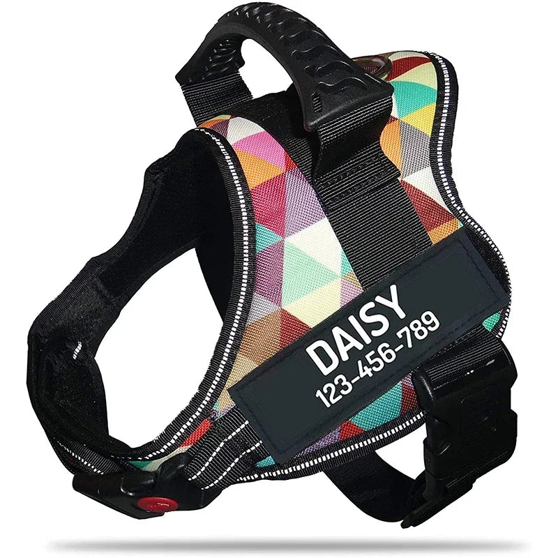 Personalised No Pull Dog Harness with Custom Name and Phone Number Heavy Duty Pet Vest To Prevent Tugging Pulling Choking