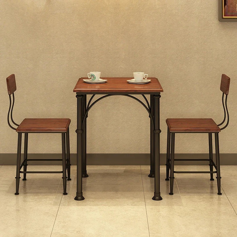 GY60 Industrial Wooden and Iron Dining Set, Creative Water Pipe Table, , Rustic Dining Furniture