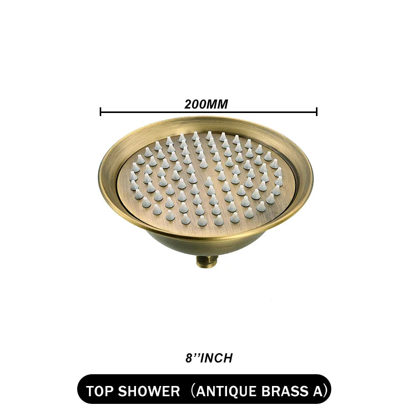 Brass Golden Rainfall Shower Head Rose Gold Handheld Shower Bathroom