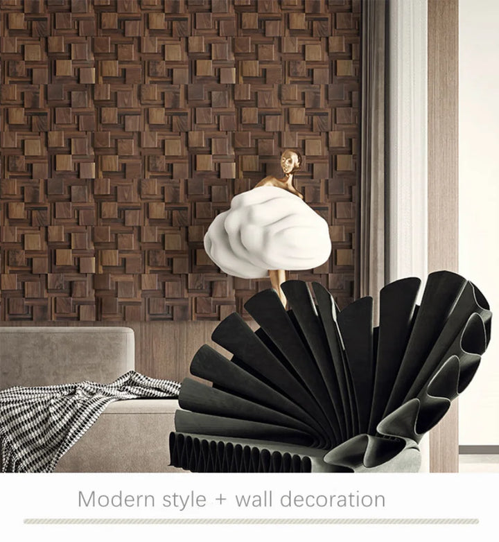 Black Walnut Log Solid Wood Mosaic Tile Square Mosaic Background Sofa TV Background Wall Decoration Art Acoustic Diffuser Panel