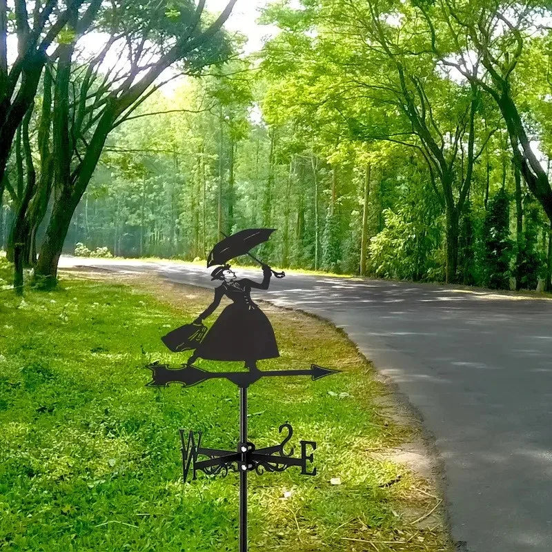 Weathervane, Metal Outdoor Garden Ironwork, Roof Courtyard Garden Decoration, Creative Furniture Chicken, Witch, Housewares New