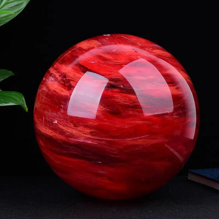 10CM Natural Rare Red Smelting Stone Energy Saving Quartz Crystal Ball Home Office Decoration Natural Cutting Polished Wand 1PC