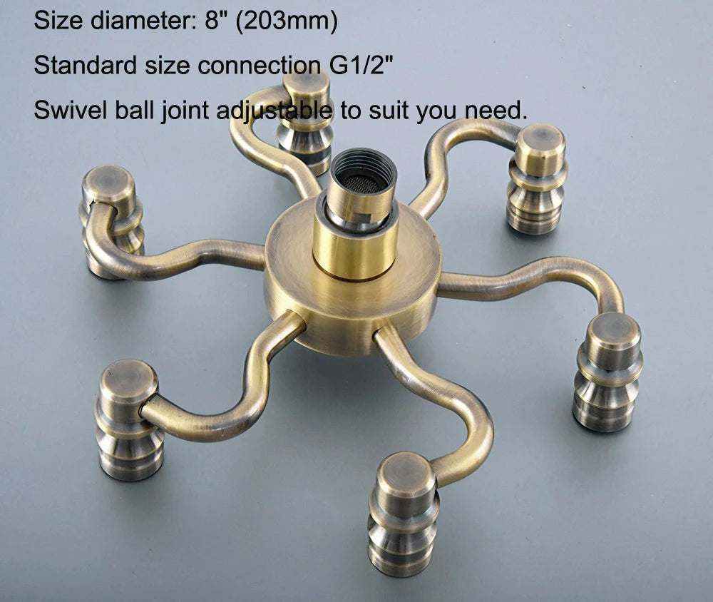 Antique Bronze Bathroom Rainfall Shower Heads Retro Shower Faucet Set Replace Accessories Dsh252