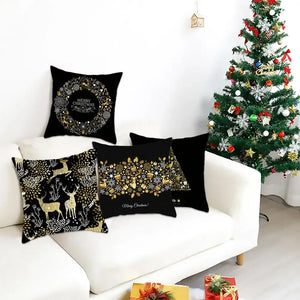 1pcs/set Christmas Black Gold Cushion Cover Merry Christmas Decorations for Home