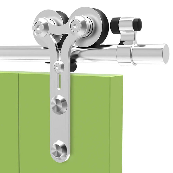 CCJH 4/5/5.5/6/6.6FT Silver Stainless Steel Sliding Barn Wood Door Hardware Kit  For Single Door ，Can be Customed
