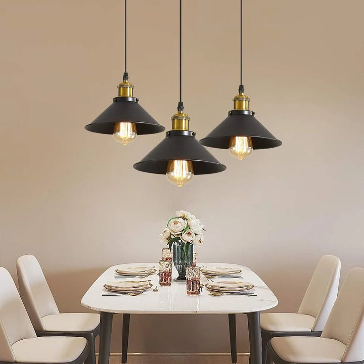 JOYINLED Industrial Chandelier Vintage Retro Black Pendant Light Shade Loft Iron Umbrella Kitchen Bar Hanging Ceiling Light