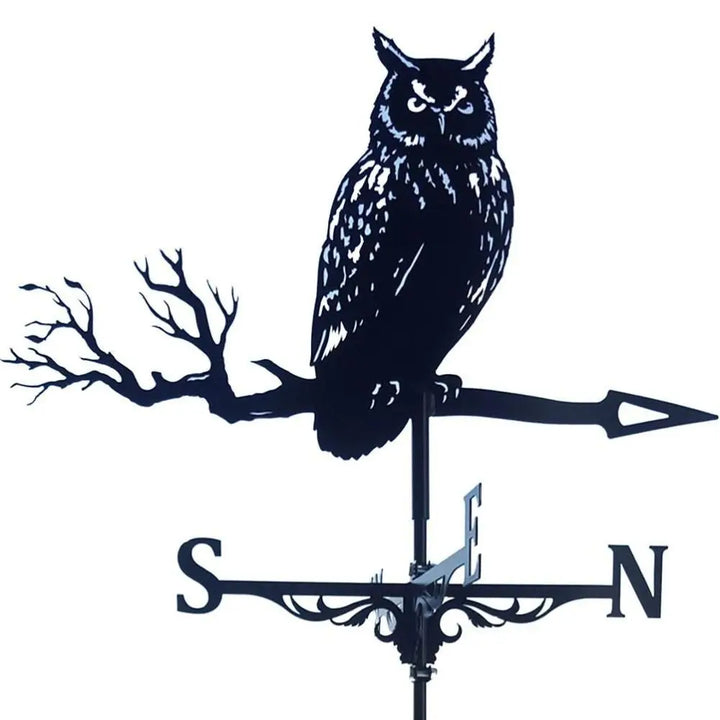 Creativity Owl Weather Vane Metal Roof Garden Decorations Wind Vane Black Outdoor Crafts Weathercock