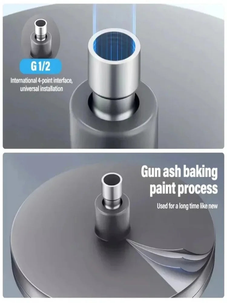 New 6 Modes Big Panel Large Flow Supercharge Rainfall Shower Head High Pressure Top Rain Shower