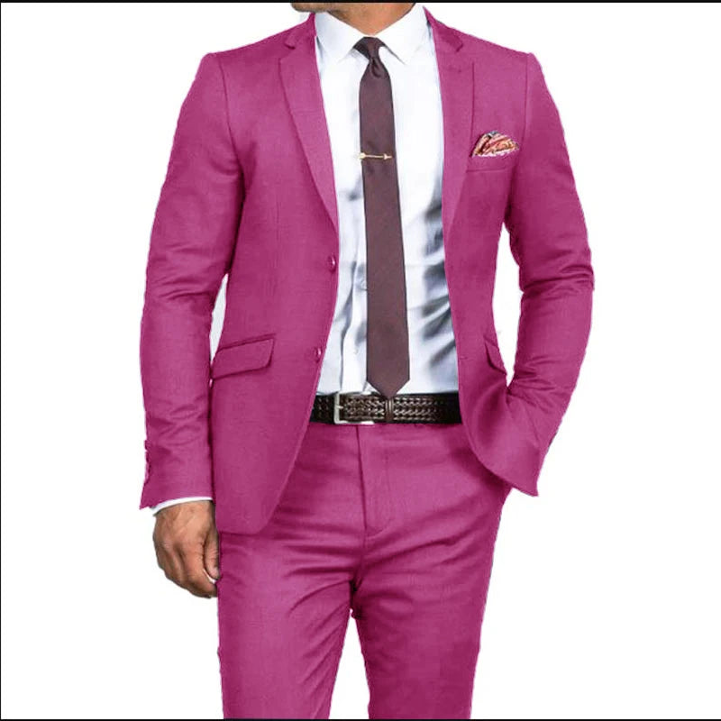 Men's Formal Fit Single breasted Elegant man suit Customized  Casual Business Office Jacket Set of Two Comfortable