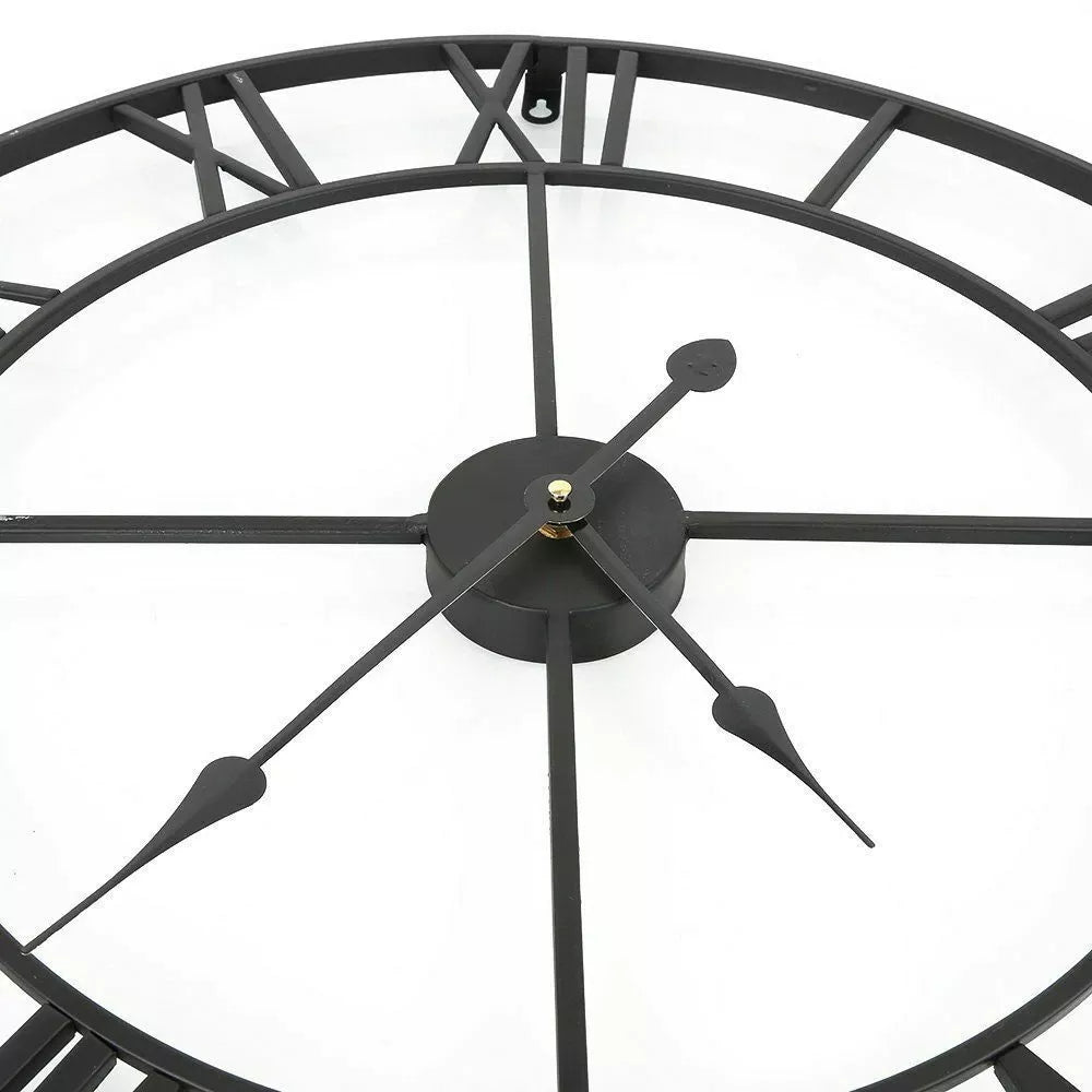 Modern 3D Large Wall Clocks Roman Numerals Retro Round Metal Iron Accurate Silent Nordic Hanging Ornament Living Room Decoration