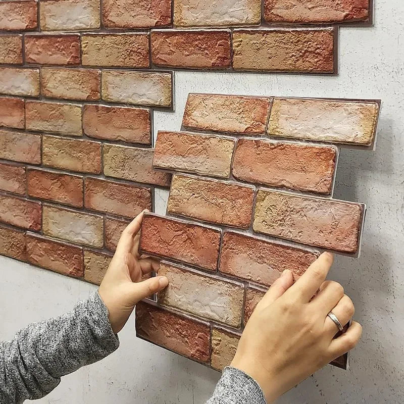 3D Foam Wall Stickers 10PCS Self Adhesive Retro Sticker Decor Subway Tile Brick Wallpaper for Bathroom Fireplace Interior Decor