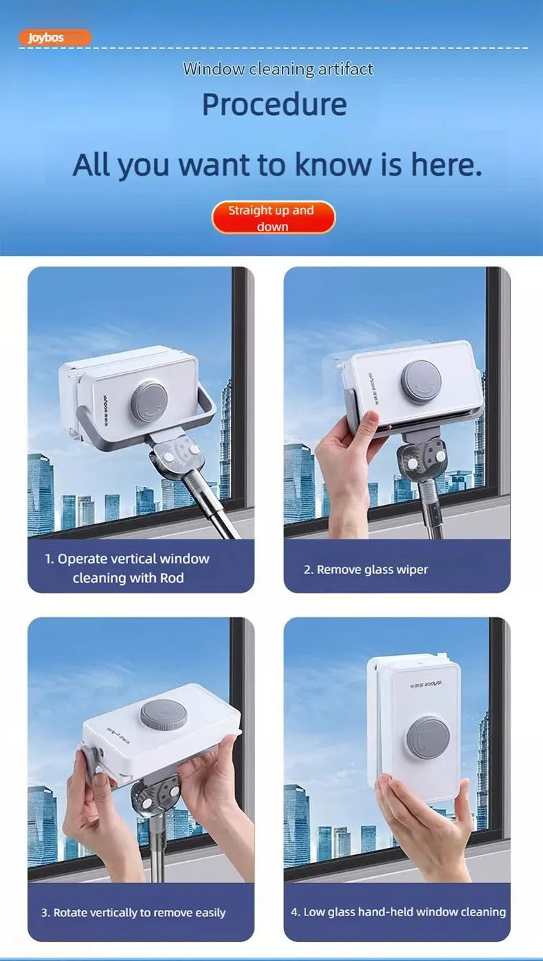 Window Cleaner JOYBOS Unlimited Adjustable Magnetic Glass Professional Double With Telescopic Rod Window For Home Cleaning Brush