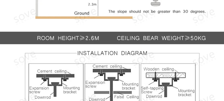 SOVE Low Floor Modern Ceiling Fans Without Light DC 30W Ceiling Fan With Remote Control Home Simple Ceiling Fan No Lights 220V