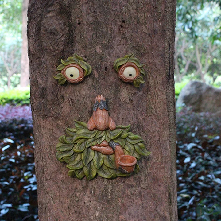 ‌Glowing Resin Tree Face Pipe - Magical Night Light for Outdoor Garden Decor‌