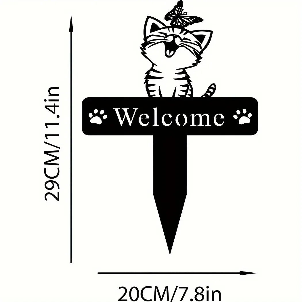 Charming Cat Family Garden Stakes – Decorative Cute Cat Silhouette,