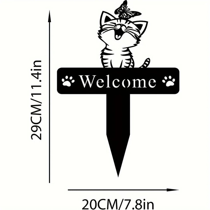 Charming Cat Family Garden Stakes – Decorative Cute Cat Silhouette,