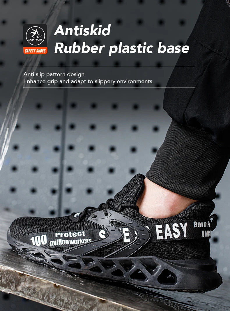 New Safety Shoes Men Breathable Light Work Sneakers Steel Toe Shoes Anti-smash Anti-puncture Indestructible Shoes Large Size 50