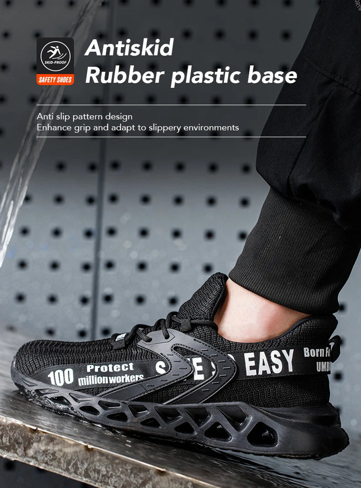 New Safety Shoes Men Breathable Light Work Sneakers Steel Toe Shoes Anti-smash Anti-puncture Indestructible Shoes Large Size 50