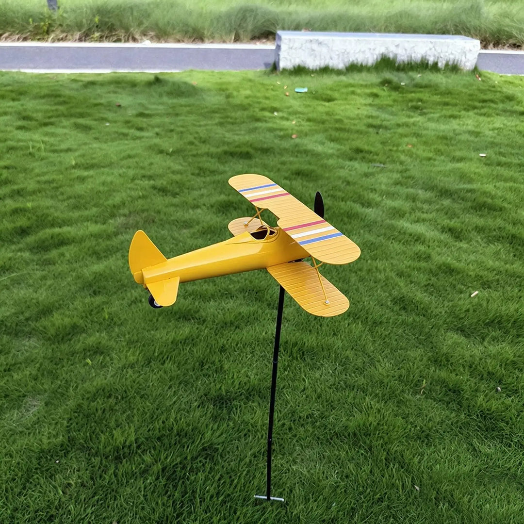 Airplane Weathervane Metal Windmill Wind Measuring Tool Airplane Wind Spinner for Lawn Courtyard Outdoor Patio Deck Backyard