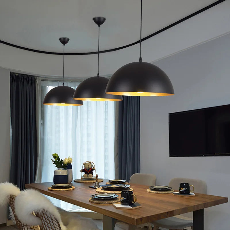 Nordic Retro Industrial Black Ceiling Pendant Lamp E27 for Restaurant Dining Table Bar Decorative Lighting Fixture