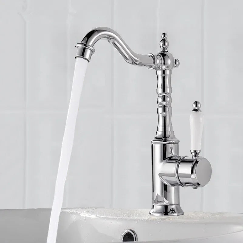 Antique Bronze Basin faucet Gold  bathroom faucet Deck Mounted Black Kitchen Faucet  sink tap Hot Cold Chrome basin Tap Brass