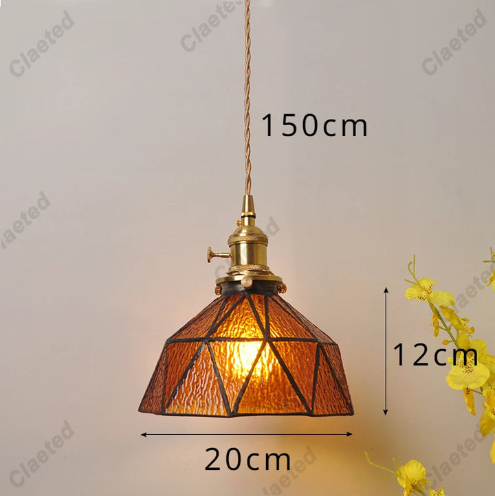 IWHD Modern Copper Glass LED Pendant Lamp Switch Living Room Bedroom Green Amber White Nordic Hanging Lights