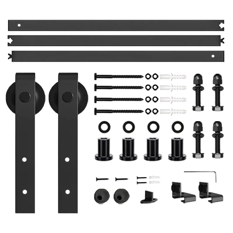 Barn door hanging rail complete set of hardware accessories guide rail for home sliding door slide rail hanging wheel