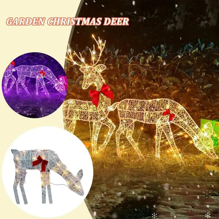 LED Light Iron Art Elk Deer Lighted Christmas Deer Glowing Glitter Reindeer Christmas Garden Decor Xmas Home Outdoor Yard Decor