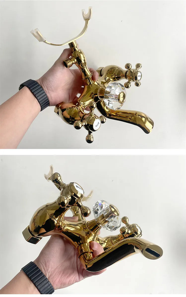 Luxury Gold Bathroom Shower Faucet Brass Bathtub and Shower Faucet Wall-Mounted Bath and shower Faucet Classical Dual Handle