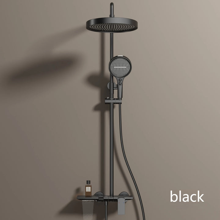 Hot Cold Piano Bathroom Shower System Set Brushed Rose Gold Waterfall Bathroom Faucet Rainfall Piano Bathroom Shower Set