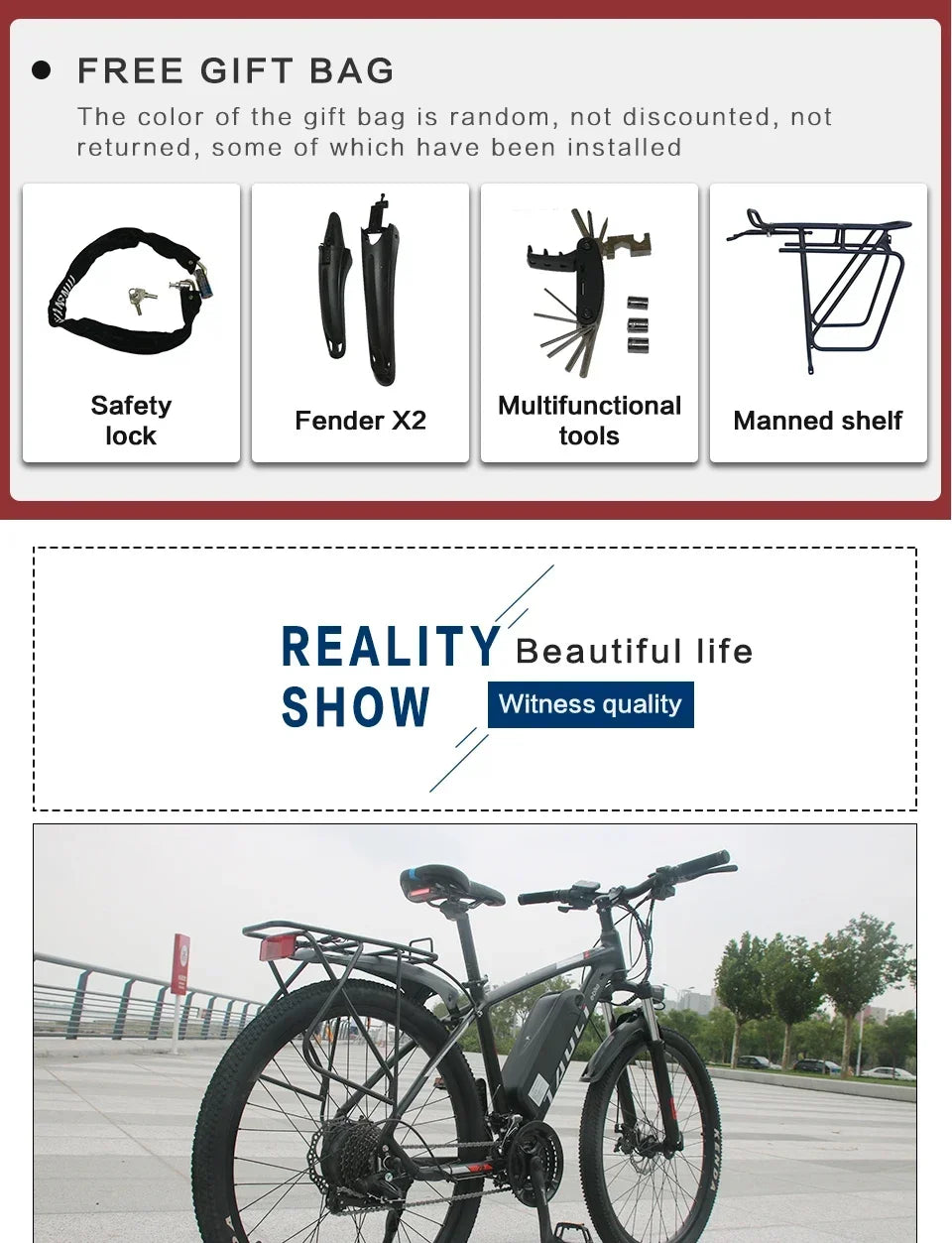AKEZ style Electric Bicycle 350W Brushless motor 36V13AH Lithium Battery E Bike 26 Inch tire City commuting Adult Electric Bike