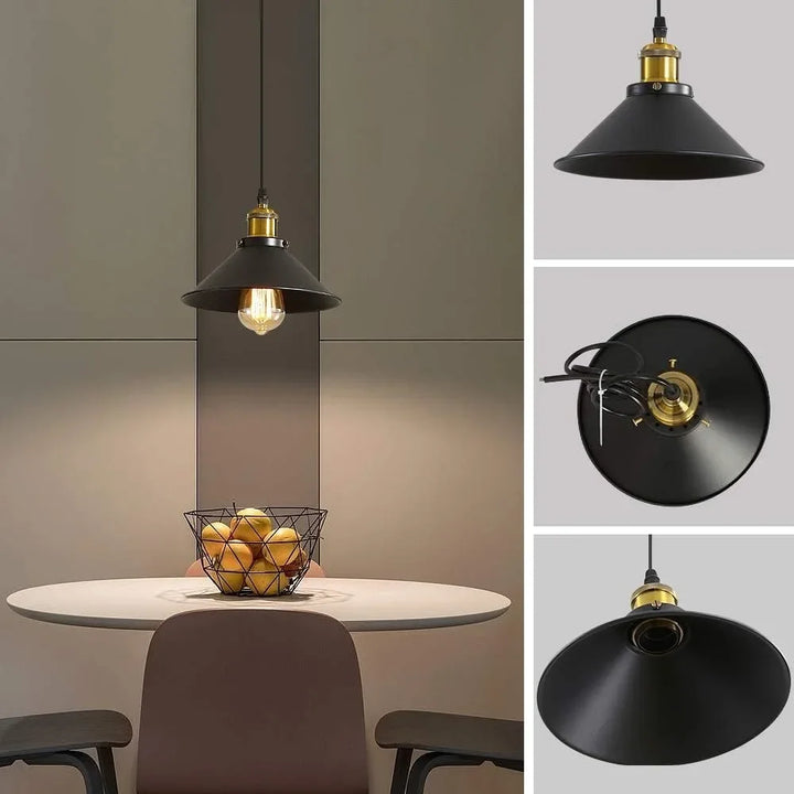 JOYINLED Industrial Chandelier Vintage Retro Black Pendant Light Shade Loft Iron Umbrella Kitchen Bar Hanging Ceiling Light