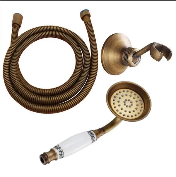 Brass&Porcelain Bathroom Hand Shower Head Rainfall Shower Faucet  Bracket Shower Hose