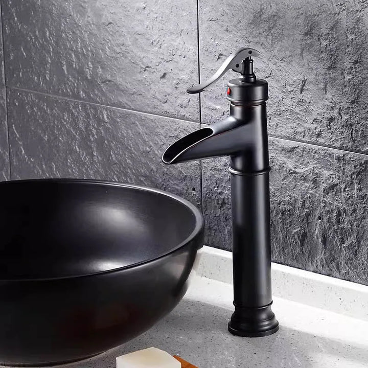 Copper antique brass washbasin hot and cold faucet European retro washbasin waterfall faucet single handle