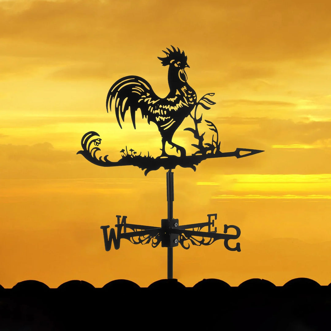 Weathervane, Metal Outdoor Garden Ironwork, Roof Courtyard Garden Decoration, Creative Furniture Chicken, Witch, Housewares New