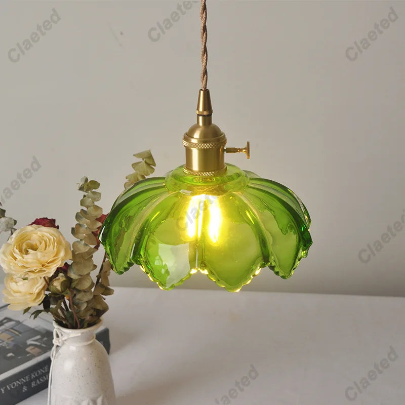 IWHD Modern Copper Glass LED Pendant Lamp Switch Living Room Bedroom Green Amber White Nordic Hanging Lights