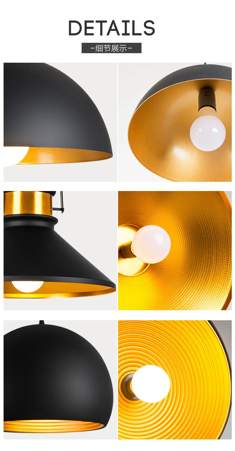 GEW Nordic Retro Industrial Black Ceiling Pendant Lamp E27 Restaurant Dining Table Bar Decorative Pendant Lighting Fixture