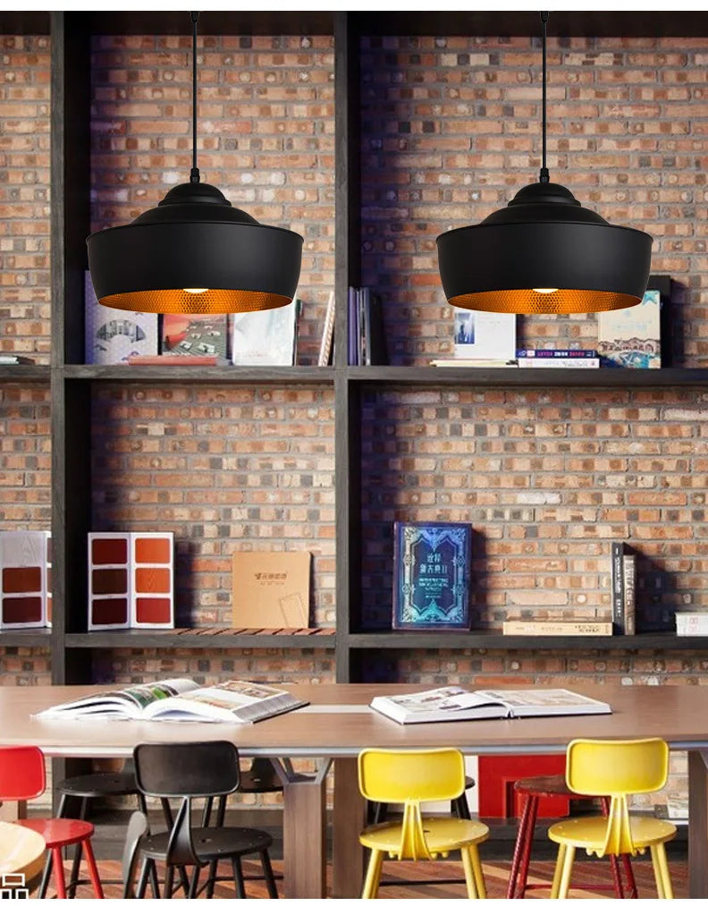 Nordic Retro Industrial Black Ceiling Pendant Lamp E27 for Restaurant Dining Table Bar Decorative Lighting Fixture