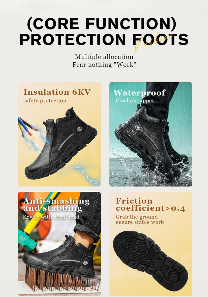Insulated 6KV Plastic Toe Men's Safety Shoes Anti-impact Puncture-Resistant Work Boots Durable Labor Protection Footwear