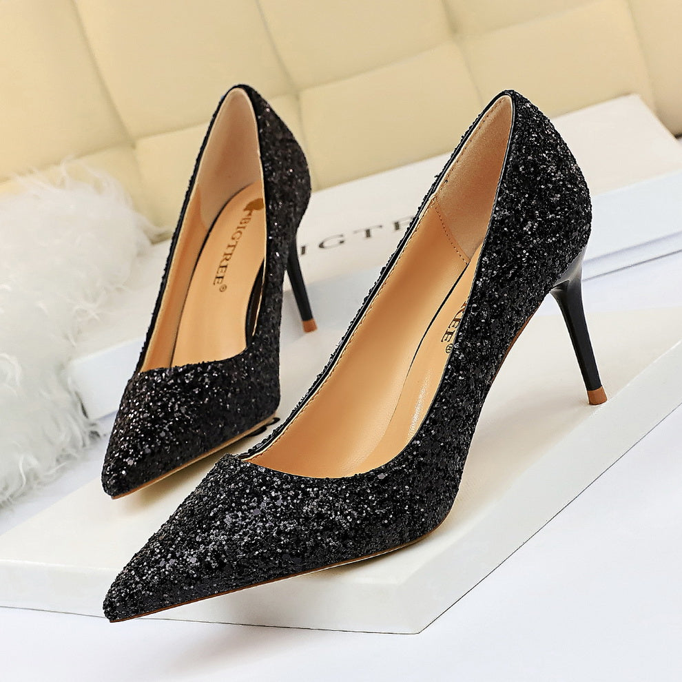 Women 7cm 9.5cm High Heels Bling Pumps Sparkly Heels