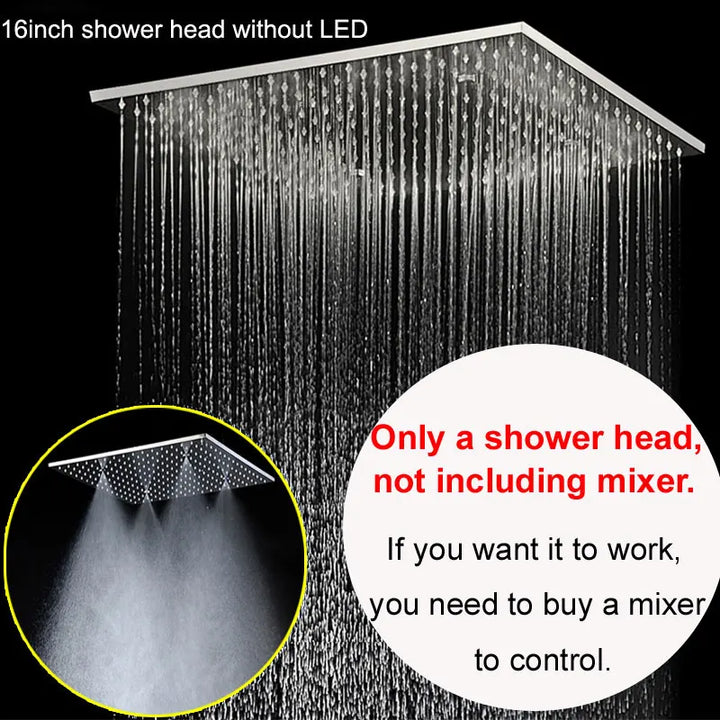 hm Modern LED Shower Set 20Inch Ceiling Mist Rainfall Shower Head System Bathroom Thermostatic Shower Faucets Massage Body Jets