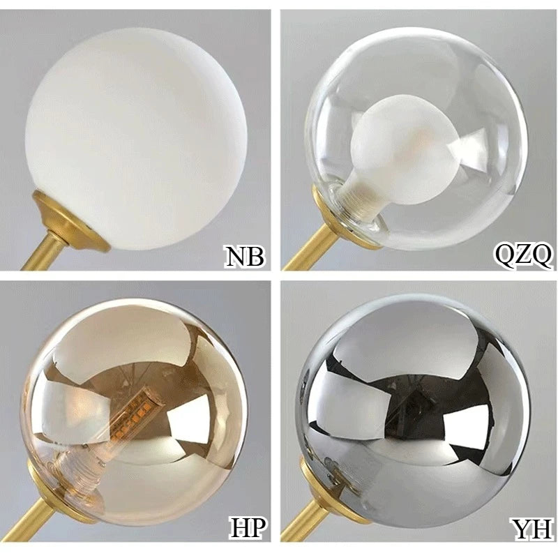 Modern Chandelier Pendant Light 8-Lights Gold & White Glass Pendant Lighting Globe Dining Light Fixture for Living Room Kitchen