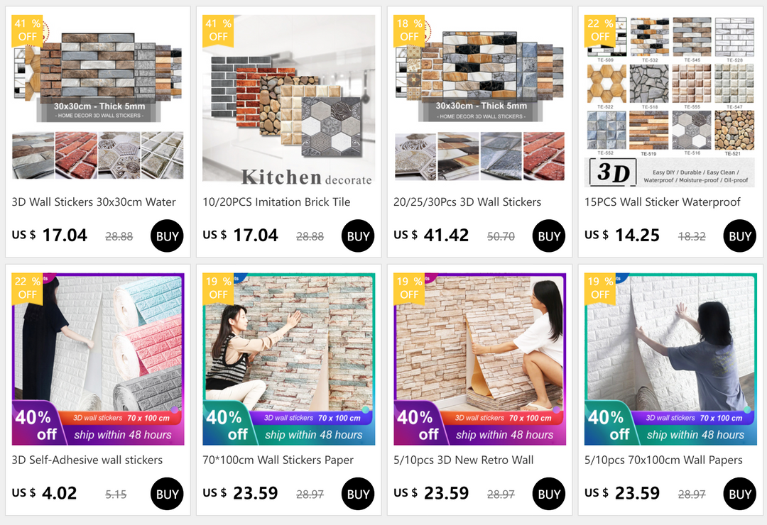 15PCS Wall Sticker Waterproof PVC imitation brick Wallpapers for TV walls living room bedroom kitchen kids rooms painted surface