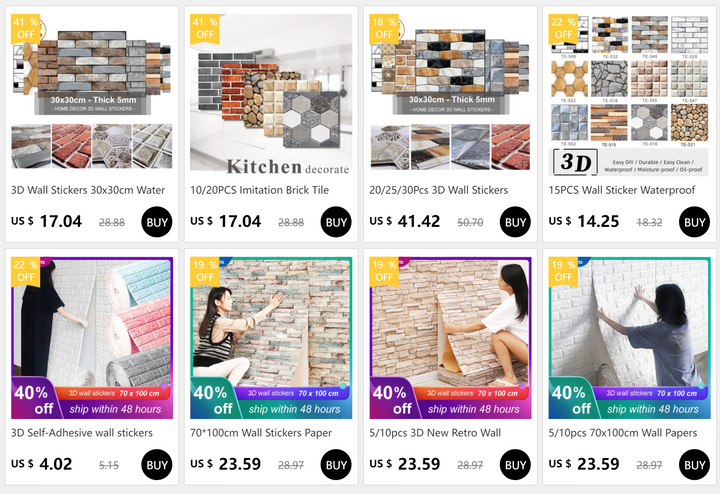 15PCS Wall Sticker Waterproof PVC imitation brick Wallpapers for TV walls living room bedroom kitchen kids rooms painted surface