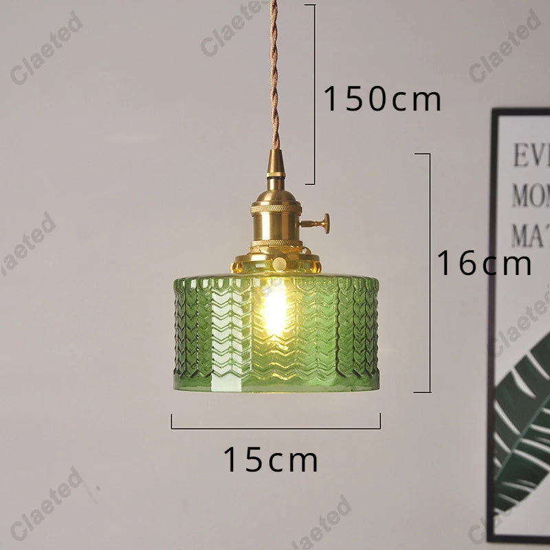IWHD Modern Copper Glass LED Pendant Lamp Switch Living Room Bedroom Green Amber White Nordic Hanging Lights