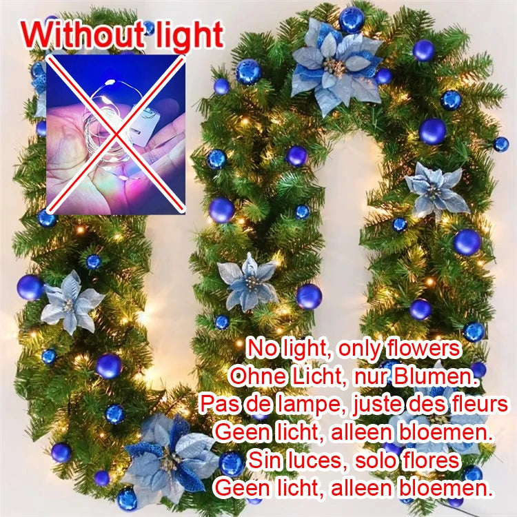270cm Christmas LED Rattan Garland Decorative For Staircase Fireplace Christmas Decoration Xmas Tree Rattan Banner Home Pendant