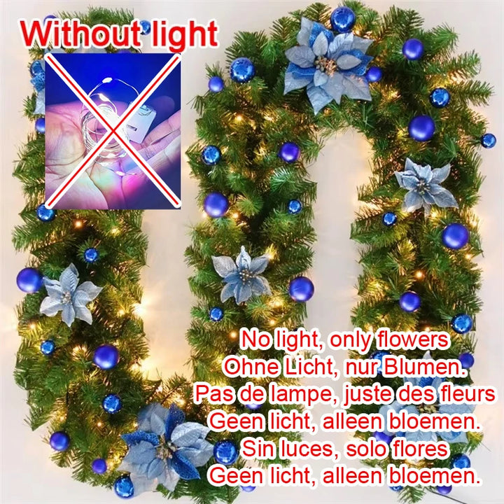 270cm Christmas LED Rattan Garland Decorative For Staircase Fireplace Christmas Decoration Xmas Tree Rattan Banner Home Pendant
